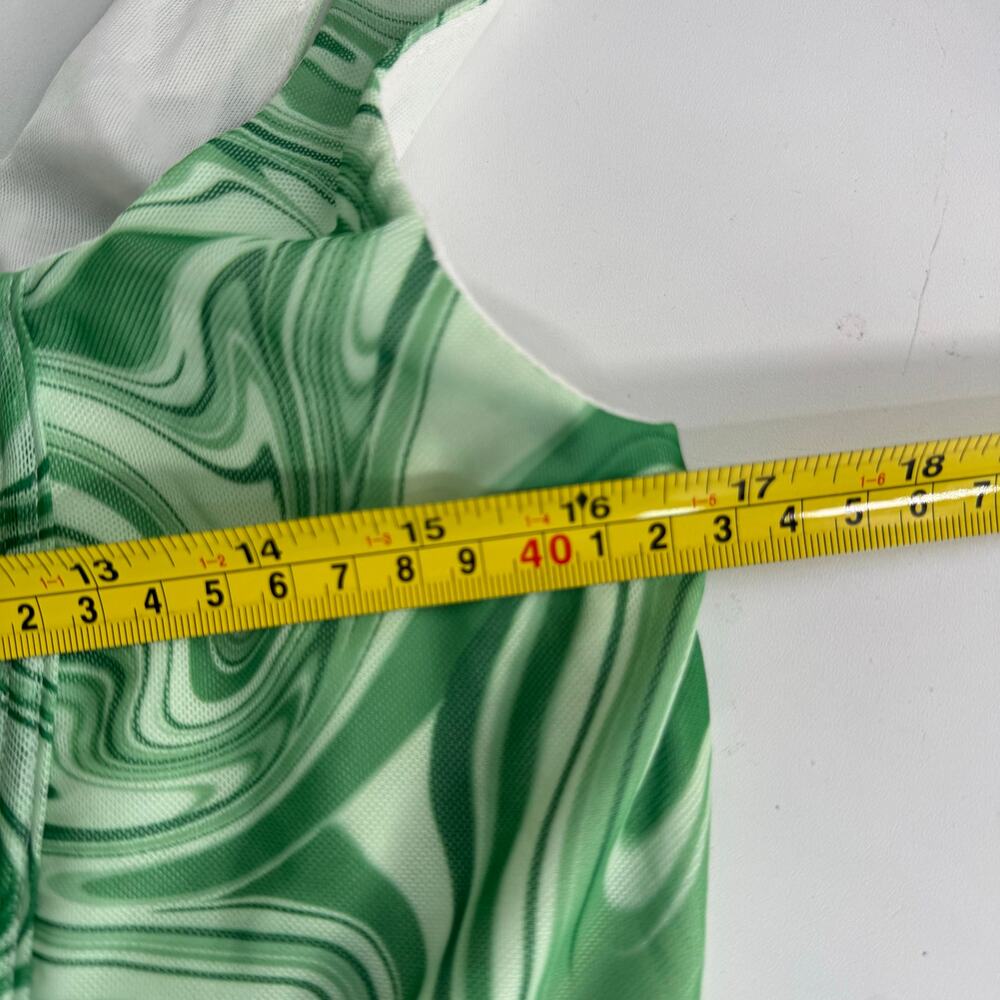 Princess Polly Swirled Green Cropped Tank Top Size 12 Festival Retro Summer - Picture 6 of 7